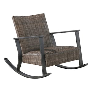 Aluminum Wicker Outdoor Rocking Chair in Brown
