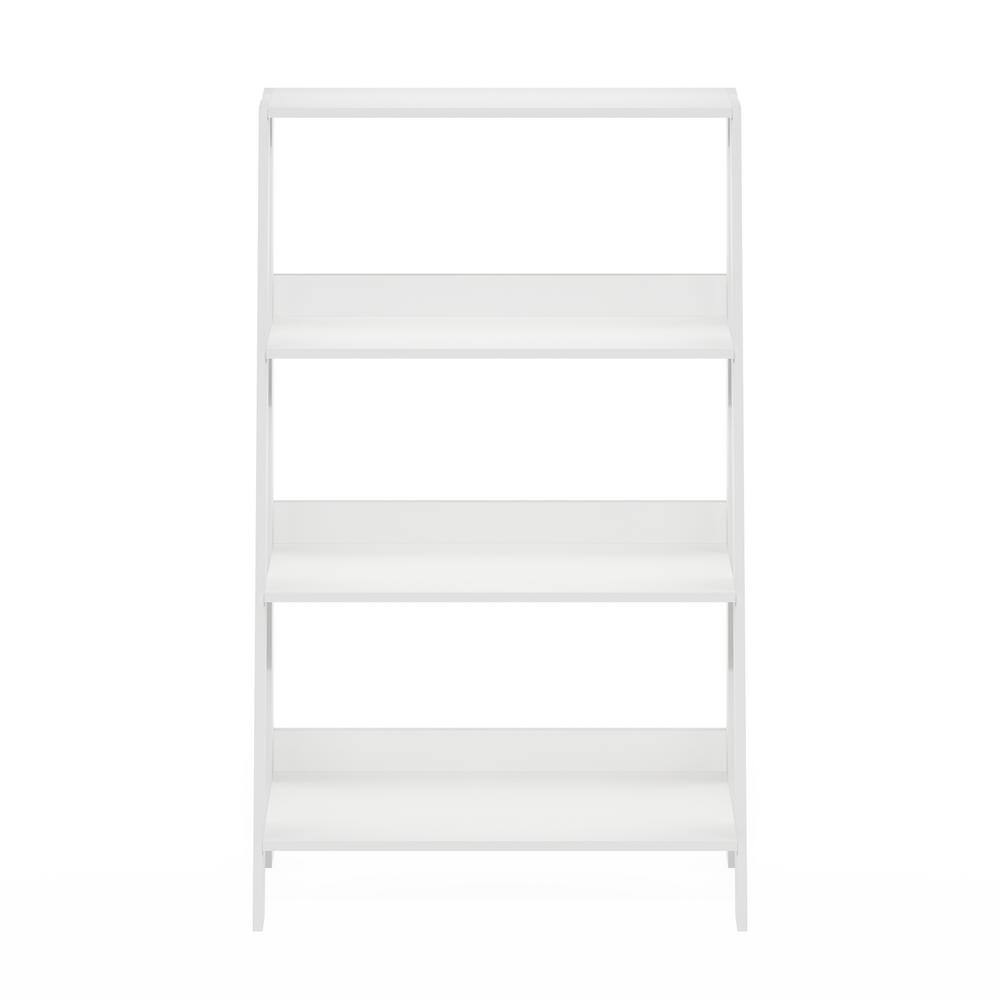 White 4-Tier Wooden Ladder Bookcase Display Shelf