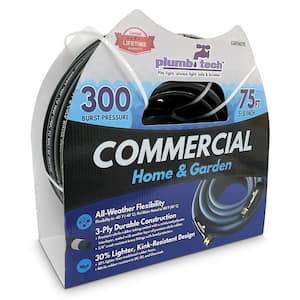 3/4 in. Dia. x 75 ft. Black Nitrile Rubber Commercial, Home and Garden, Multi-Purpose Hot/Cold Water Hose: BP 300 psi