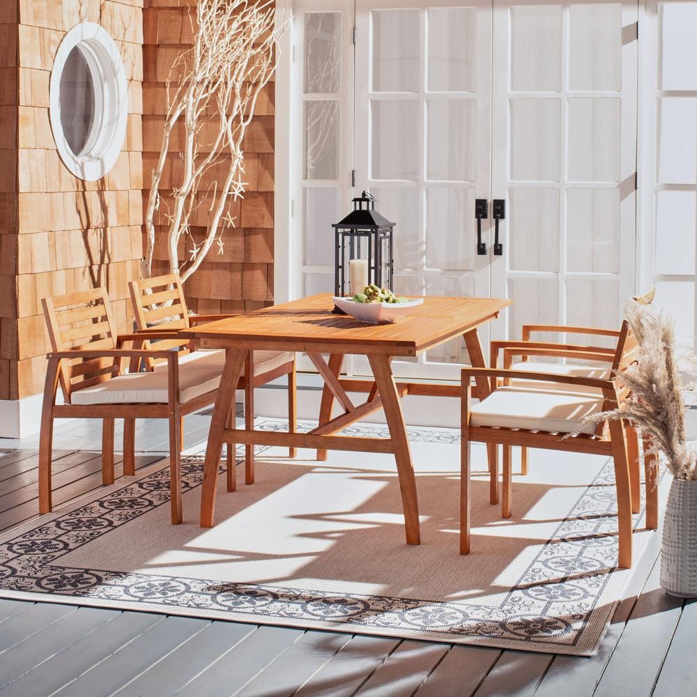 Natural Eucalyptus 4-Person Rectangular Outdoor Dining Set