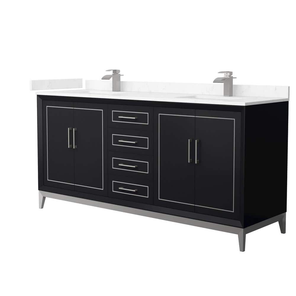 Marlena 72 in. W x 22 in. D x 35.25 in. H Double Bath Vanity in Black with Carrara Cultured Marble Top price history on PriceWatchPro