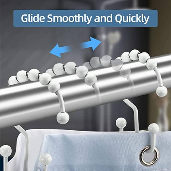 Shower Curtain Hooks Rings, Durable Metal Double Glide Shower Hooks for  Bathroom Shower Curtains Rings/Hooks, in White