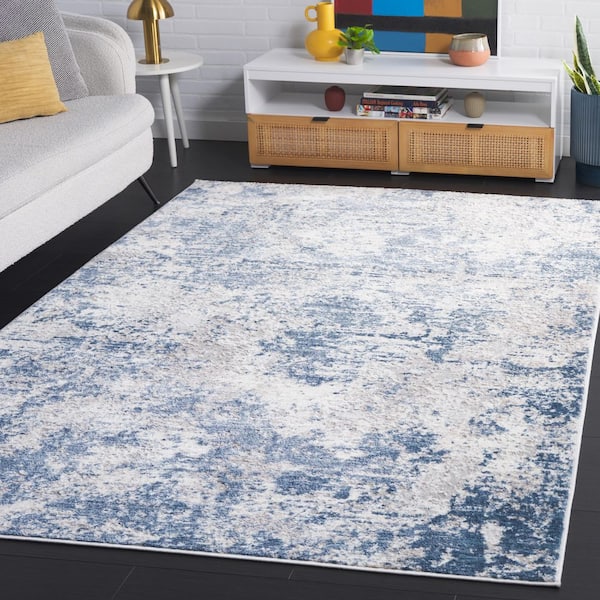 Amelia 10 ft. x 14 ft. Dark Blue/Gray Distressed Abstract Area Rug