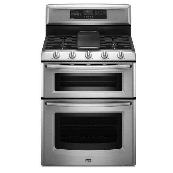 Maytag Gemini 6 cu. ft. Double Oven Gas Range with Self-Cleaning Convection Oven in Stainless Steel-DISCONTINUED