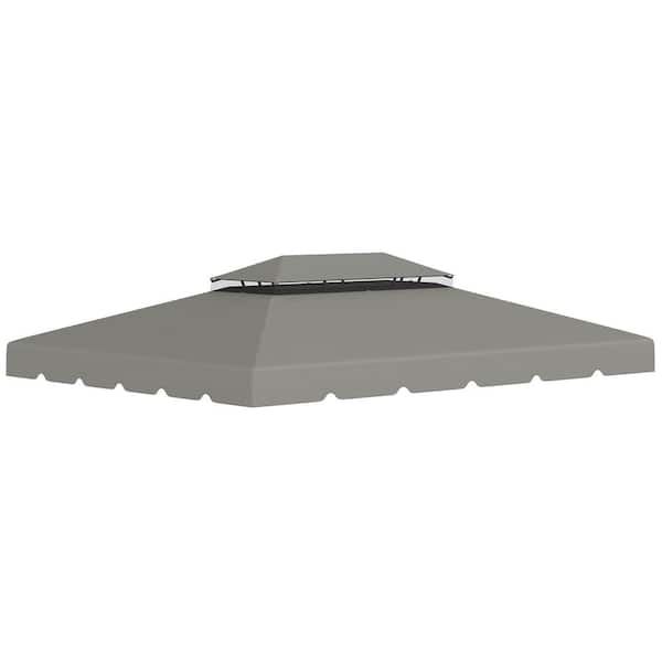 Outsunny Outdoor Polyester Gazebo Replacement Canopy in Light Gray