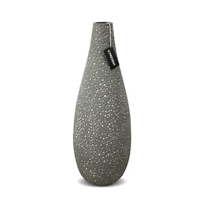 Drop Slim Tall Ceramic Vase In Lunar Gray Matte 18.8 in. Height