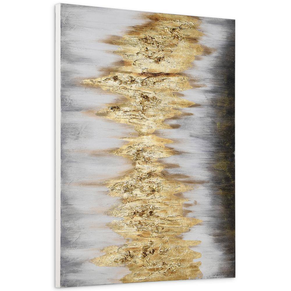 Gold and Silver Textured Abstract Hand-Painted Canvas Wall Art