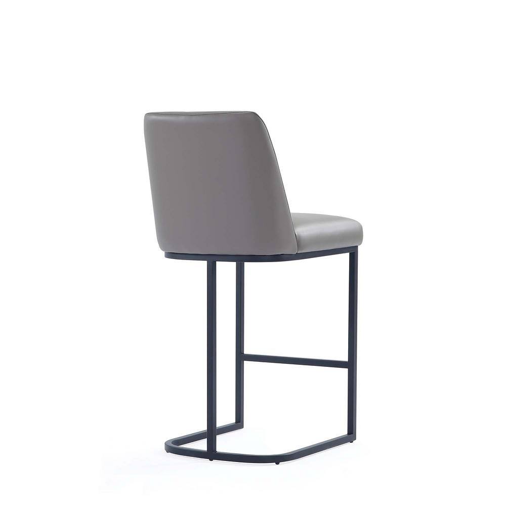 Serena Gray Leatherette Upholstered Metal Counter Stools, Set of 2