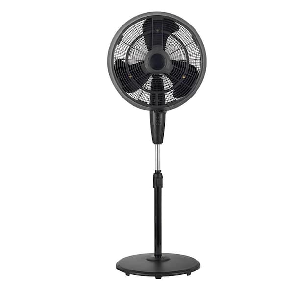 Pelonis 18 Speeds Outdoor Misting Pedestal Fan in Black with