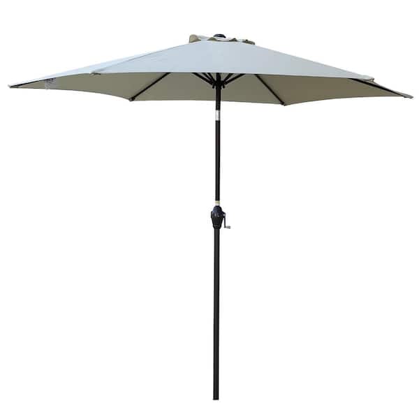 ToolCat 9 ft. Patio Market Umbrella Outdoor Waterproof Umbrella with Crank and Push Button Tilt in Frozen Dew