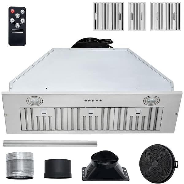 Insert Range Hood 800CFM 3-Speed, 36 in. Stainless Steel Built-In Kitchen Touch LED Lights Silver Ducted 2025 Upgrade