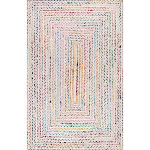 Tammara Colorful Braided Ivory 5 ft. x 8 ft. Area Rug
