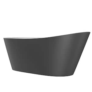 Neo 59 in. x 29.15 in. Acrylic Free Standing Soaking Tub Flatbottom Freestanding Bathtub with Pop-Up Drain in Matte Grey