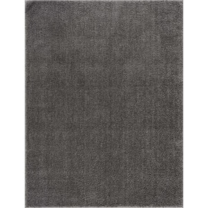 Judy 3 ft. X 7 ft. Dark Gray Solid Shag Rubber Backing Soft Machine Washable Runner Rug