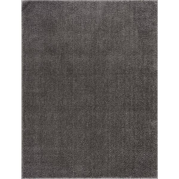 HAUTELOOM Judy 3 ft. X 10 ft. Dark Gray Solid Shag Rubber Backing Soft Machine Washable Runner Rug