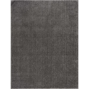 Judy 7 ft. X 9 ft. Dark Gray Solid Shag Rubber Backing Soft Machine Washable Area Rug