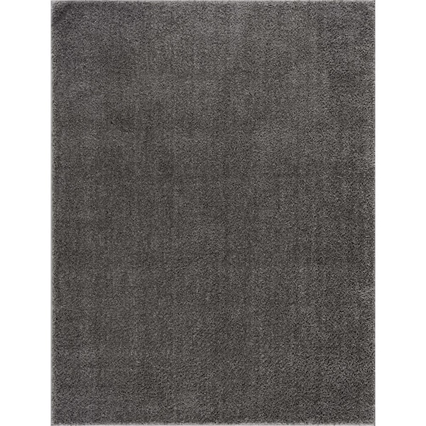 Judy 7 ft. X 9 ft. Dark Gray Solid Shag Rubber Backing Soft Machine Washable Area Rug