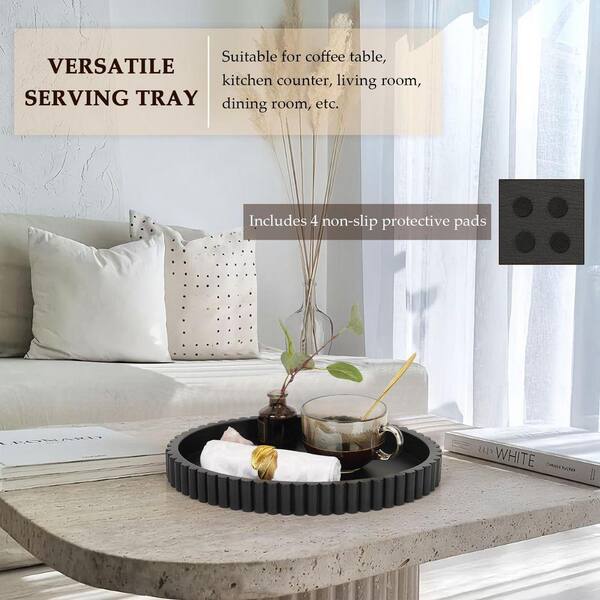 Black concrete oval tray, 13 inches, for modern coffee table