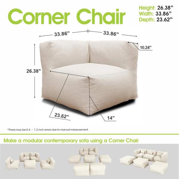 Outdoor Patio Lounge Chairs Plastic Bean Bag Chair with Beige Cushion