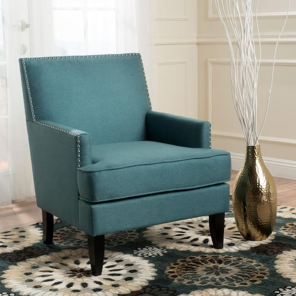 Tilla Studded Dark Teal Fabric Club Chair