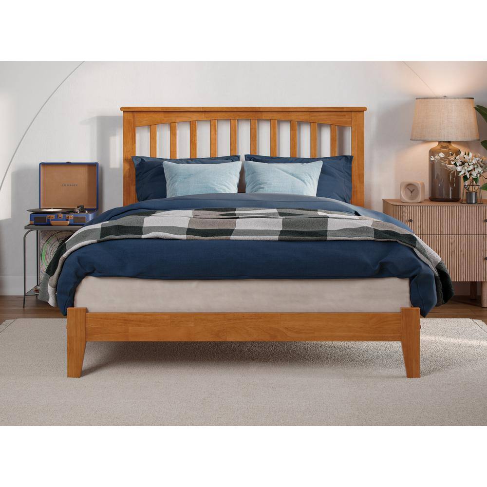 Light Toffee Full Wood Mission Platform Bed with Headboard