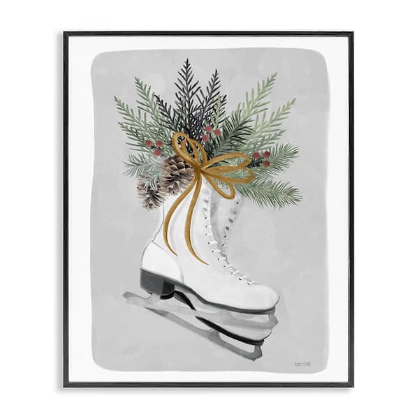 Stupell Industries Winter Skates and Pinecone by House Fenway 1-Piece Framed Graphic Print Nature Poster Art Print 20 in. x 16 in.
