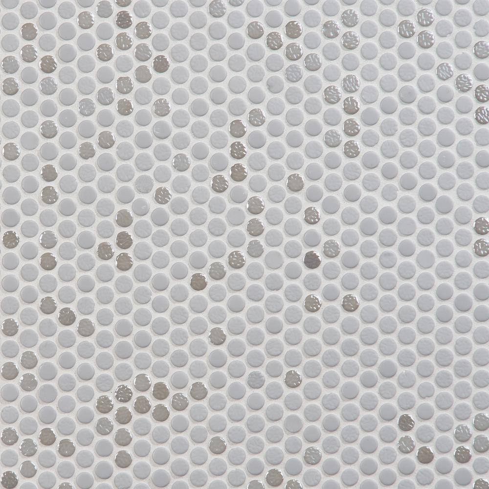 Kravitz Penny 11.61 in. x 11.96 in. Polished Glass Mosaic Floor and Wall Tile (0.96 Sq. Ft. / Each)