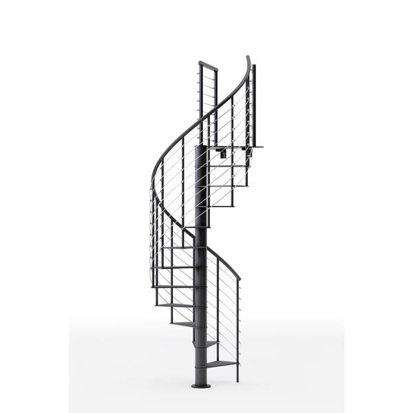 Mylen STAIRS Hayden Black Interior 42in Diameter, Fits Height 119in - 133in, 1 42in Tall Platform Rail Spiral Staircase Kit