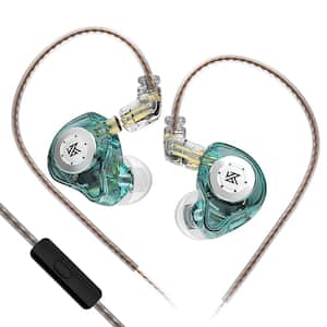 Ear Monitors Blue Wired Dual Dynamic Drive HiFi Stereo Sound Earphone with Mic & Noise Cancelling Earbud & In-Ear
