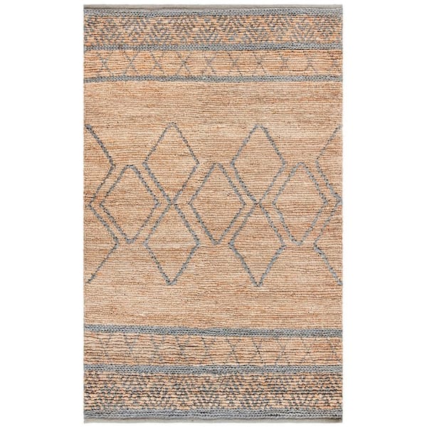 SAFAVIEH Natural Fiber Beige/Gray 5 ft. x 8 ft. Tribal Border Area Rug