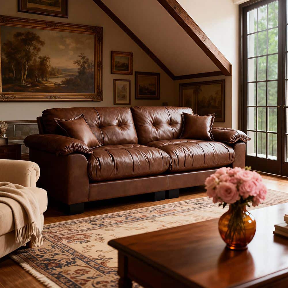 Morden Fort 91 in. Ample Cloud Couch PU Faux Leather 2-Seater