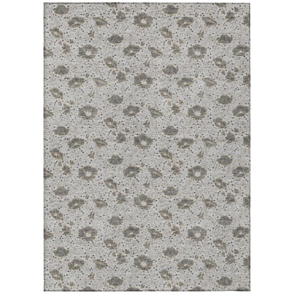 Chantille Machine Washable Indoor/Outdoor Abstract ACN2792 Silver 5 ft. x 7 ft. 6 in. Area Rug