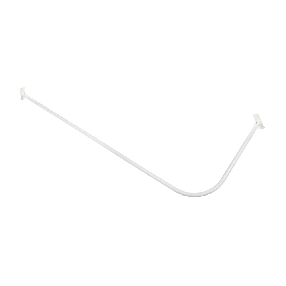 Adjustable White Aluminum L-Shaped Corner Shower Curtain Rod