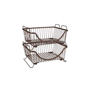 Ashley 12.875 in. W x 10.875 in. D x 6.625 in. H Stacking Basket Tray in Bronze