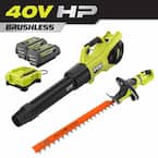 40V HP Brushless Cordless 190 MPH 730 CFM Leaf Blower & 26 in. Brushless Hedge Trimmer w/ (2) 4.0 Ah Batteries & Charger