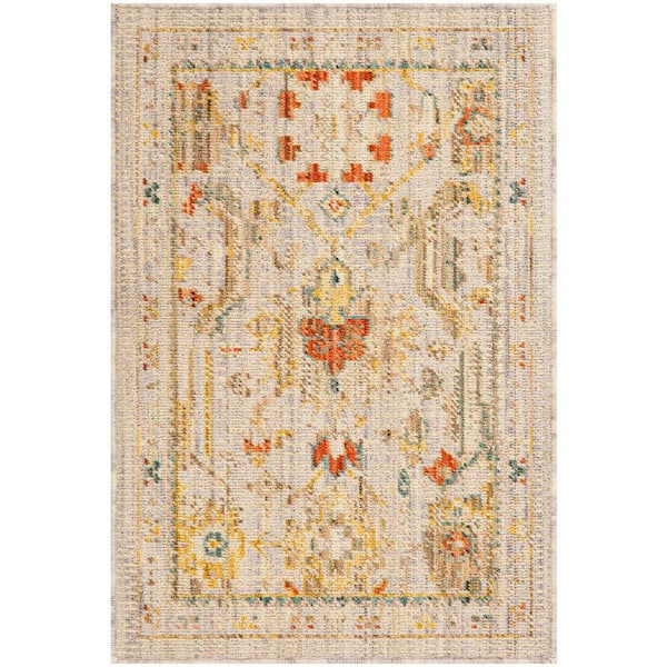 Antique Bloom Taupe Multicolor 2 ft. x 3 ft. Medallion Traditional Area Rug