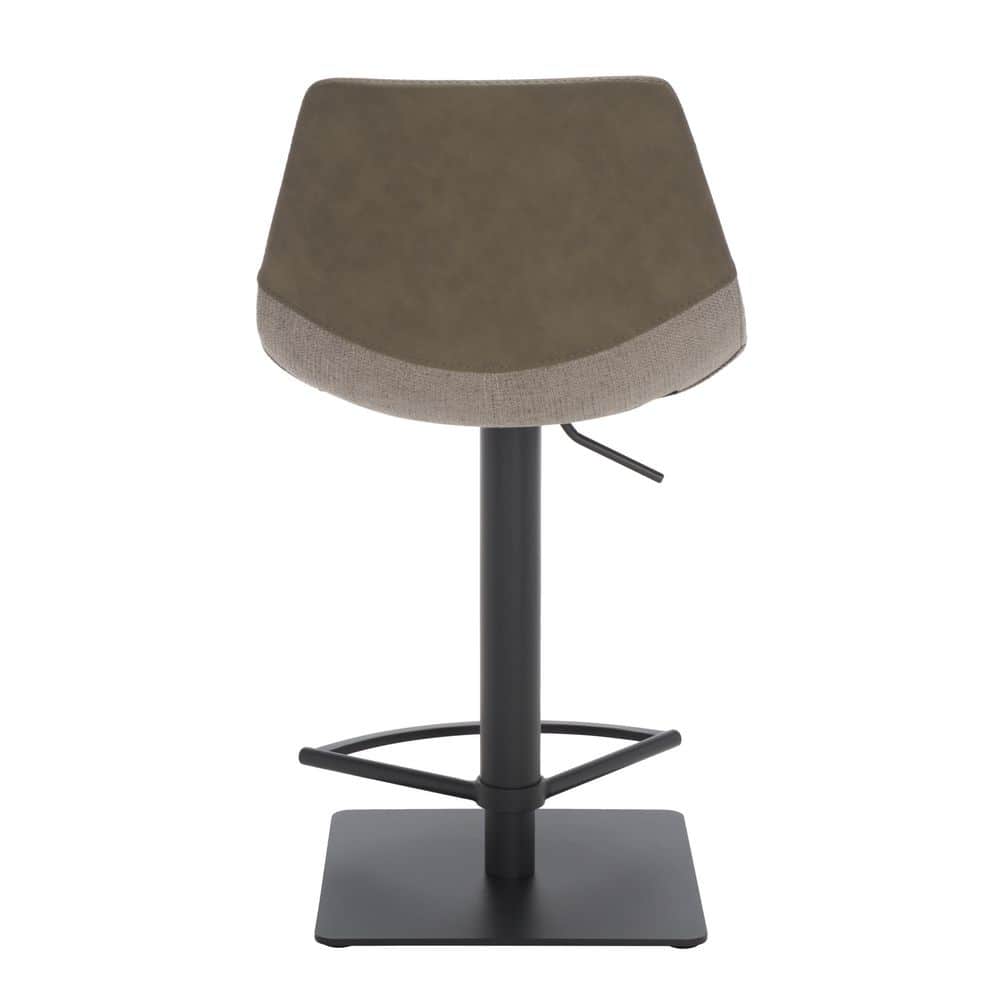 Adjustable Grey and Black Saddle Style Bar Stool