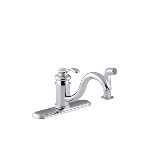 KOHLER Fairfax Single-Handle Standard Kitchen Faucet with Side Sprayer in Polished Chrome
