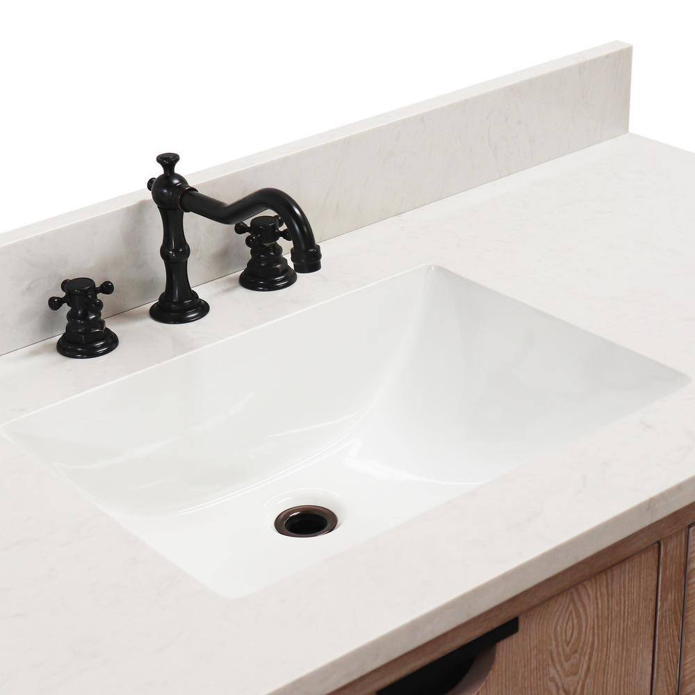 Weathered Neutral Single Sink Vanity with Engineered Quartz Top