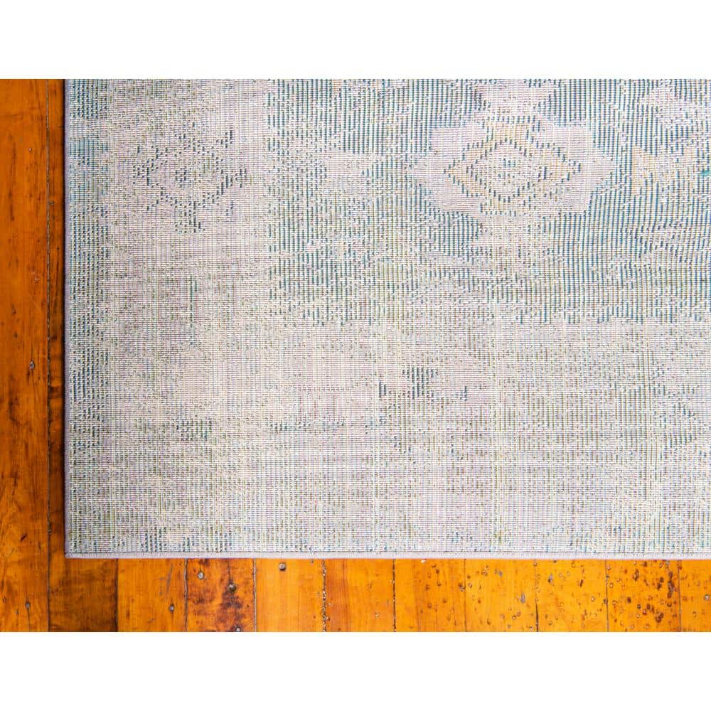 Eco-Friendly Geometric Green Synthetic 8' x 10' Indoor Rug