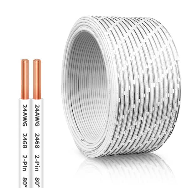 100 ft. 24 AWG 2-Conductor White PVC Garage Door Wire for Control Station and Sensor Low-Voltage Applications