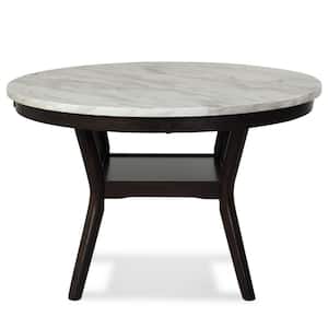 New Classic Furniture Celeste Expresso Wood Round Dining Table with Faux Marble Top (Seats 4)