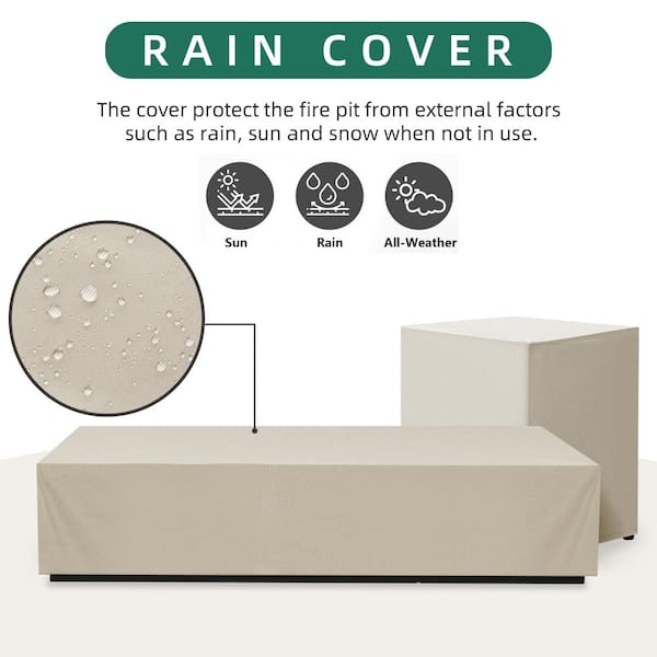 56 in. 50,000 BTU Dark Gray Rectangle Iron Outdoor Propane Gas Fire Pit Table with Propane Tank Cover