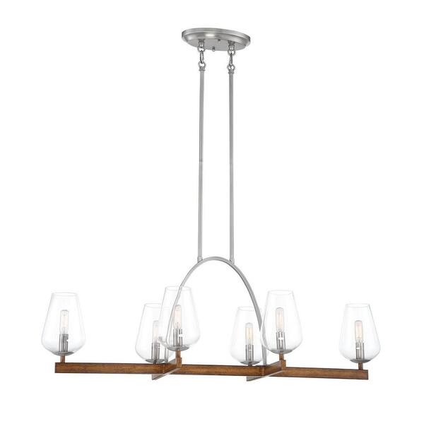 Minka Lavery Birnamwood 6-Light Koa Wood with Pewter Billiard