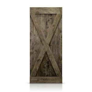 Distressed X 36 in. x 84 in. Espresso Stained Solid DIY Knotty Pine Wood Interior Sliding Barn Door Slab