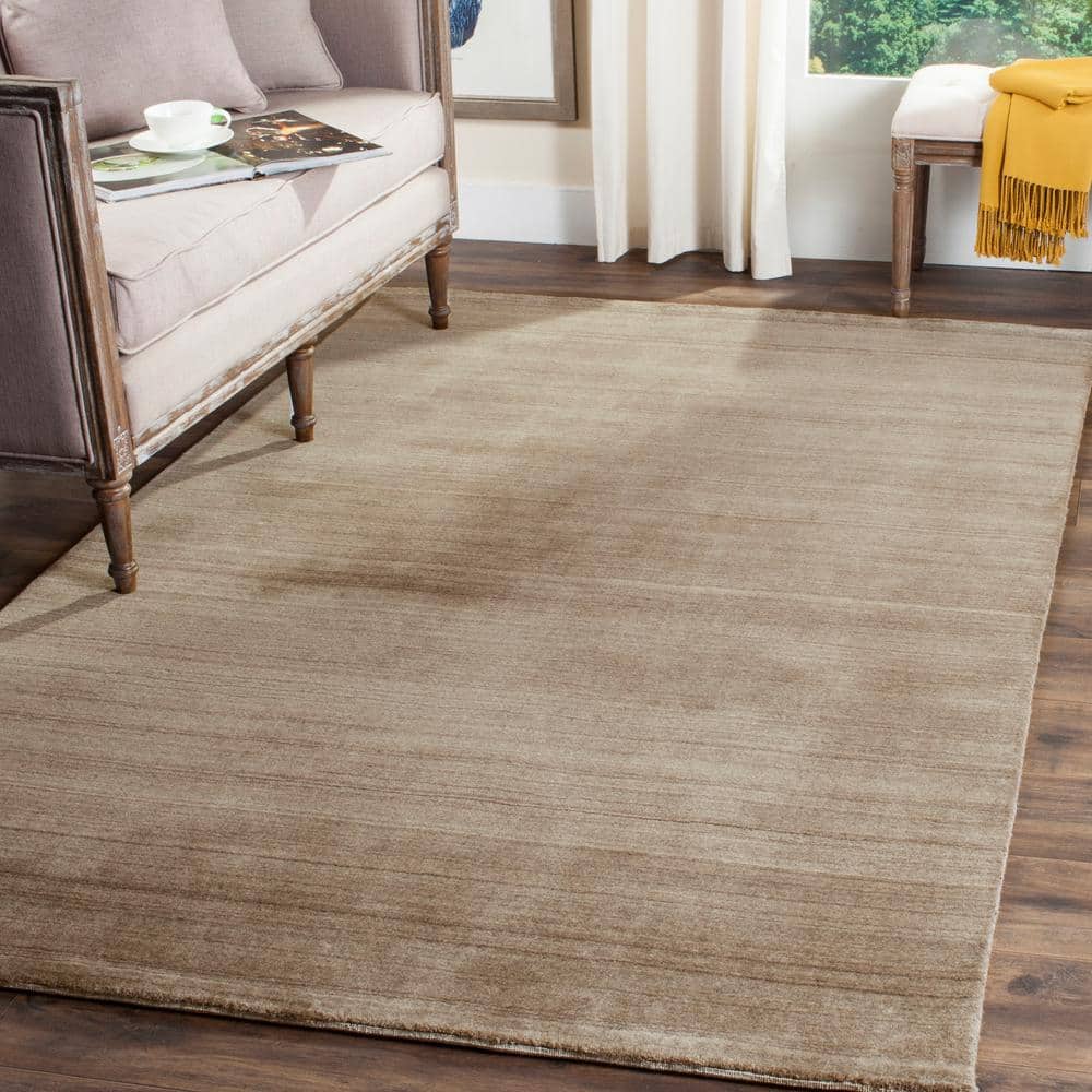 Taupe Hand-Knotted Wool 6' x 9' Area Rug
