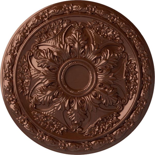 Ekena Millwork 20 in. x 1-5/8 in. Baile Urethane Ceiling Medallion (Fits Canopies upto 3-1/4 in.), Copper Penny