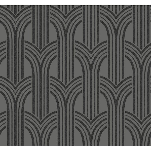 Seabrook Designs Pewter and Galaxy Glass Beaded Deco Arches Paper Unpasted Nonwoven Wallpaper Roll 57.5 sq. ft.