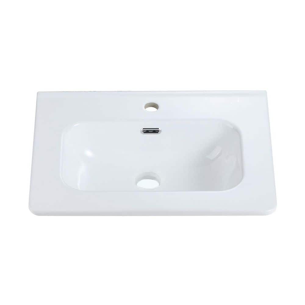 24 in. Drop-In Rectangular Integrated Bathroom Sink in Gloss White Ceramic Vanity Top price history on PriceWatchPro