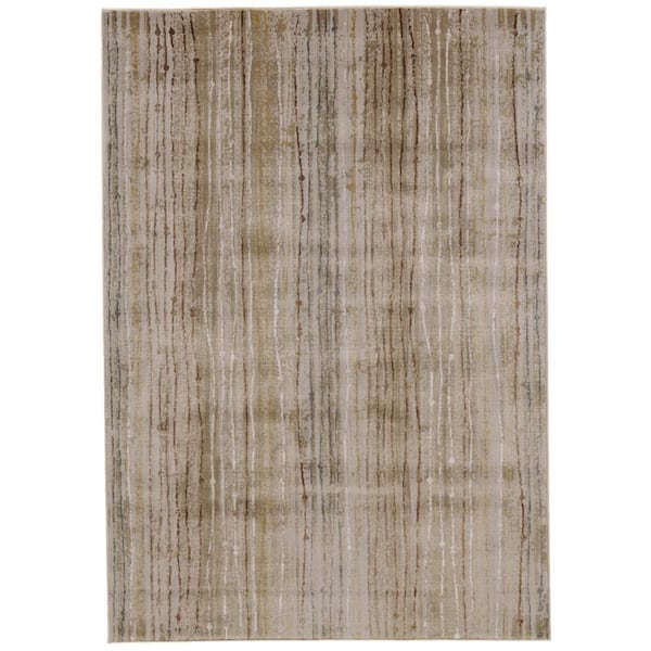 10 x 13 Brown, Tan Striped Area Rug